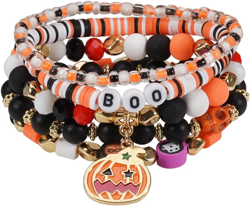 Lonext Halloween Bracelets Stackable Heishi Beaded Stretch Bracelets - Image 1